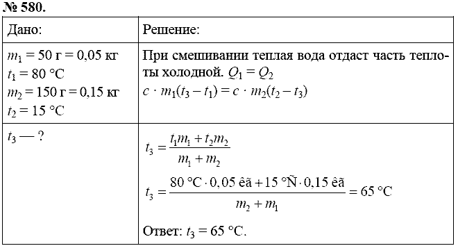 Сборник задач, 8 класс, Перышкин А.В., 2010, задача: 580