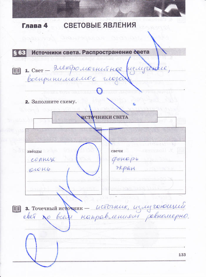 Рабочая тетрадь, 8 класс, Касьянов В.А. Дмитриева В.Ф., 2015, задача: стр. 133