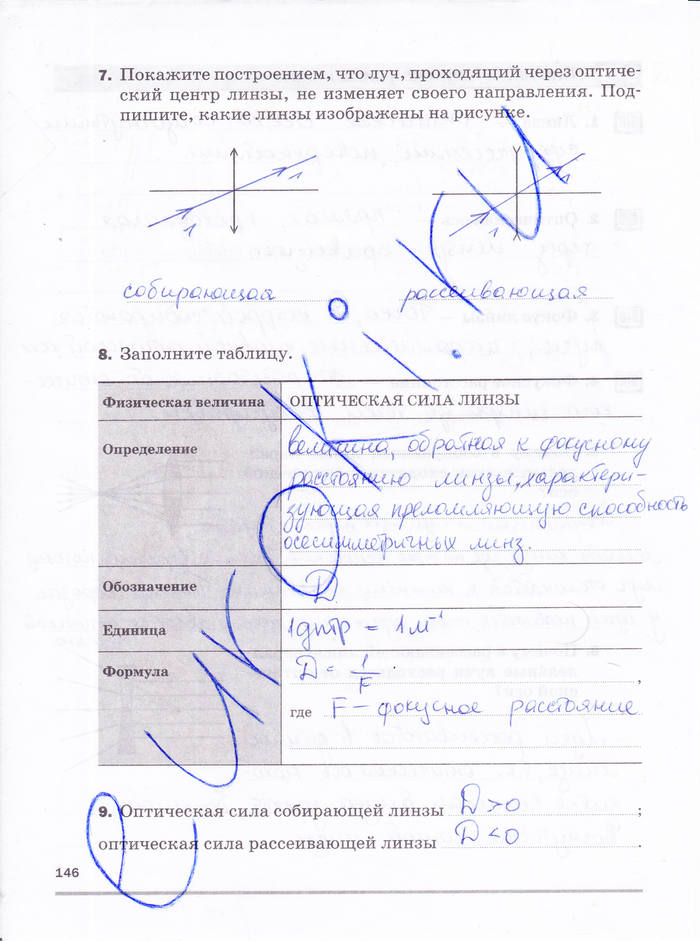 Рабочая тетрадь, 8 класс, Касьянов В.А. Дмитриева В.Ф., 2015, задача: стр. 146