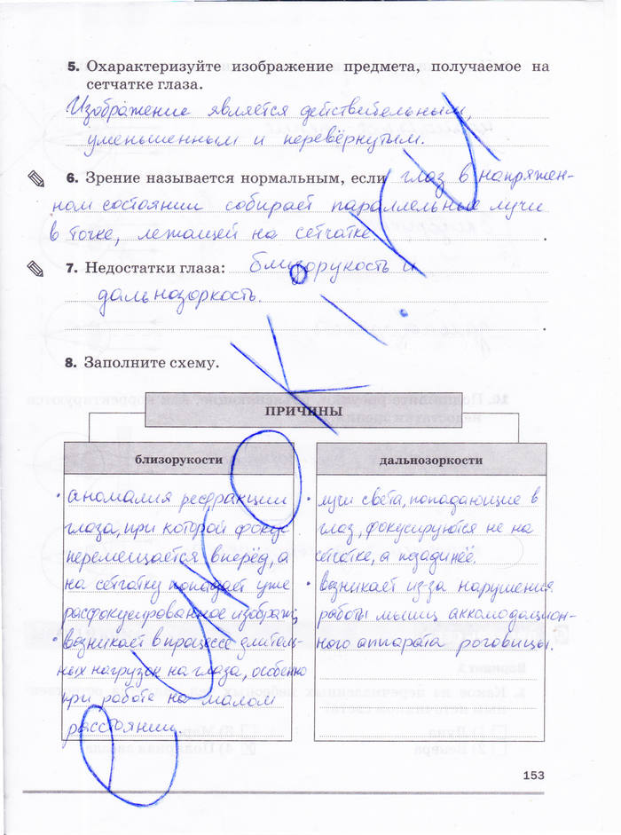 Рабочая тетрадь, 8 класс, Касьянов В.А. Дмитриева В.Ф., 2015, задача: стр. 153