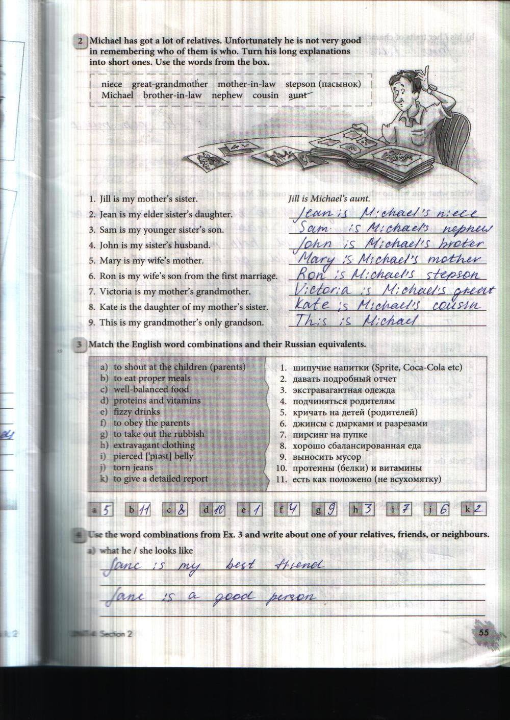 Рабочая тетрадь (другой вариант решебника), 8 класс, Биболетова М.З. Бабушис Е.Е., 2015, задание: стр. 55