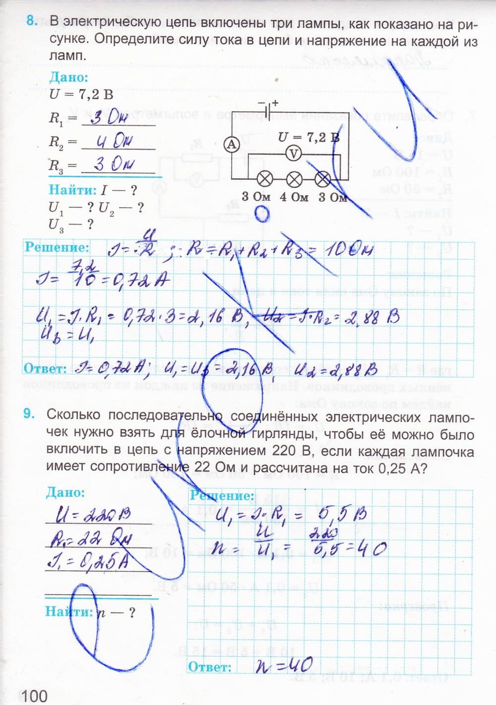 Рабочая тетрадь, 8 класс, Мищенко Т.М., 2011, задание: стр. 100