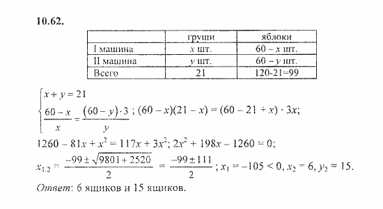 Сборник задач, 8 класс, Галицкий, Гольдман, 2011, §10. Текстовые задачи Задание: 10.62