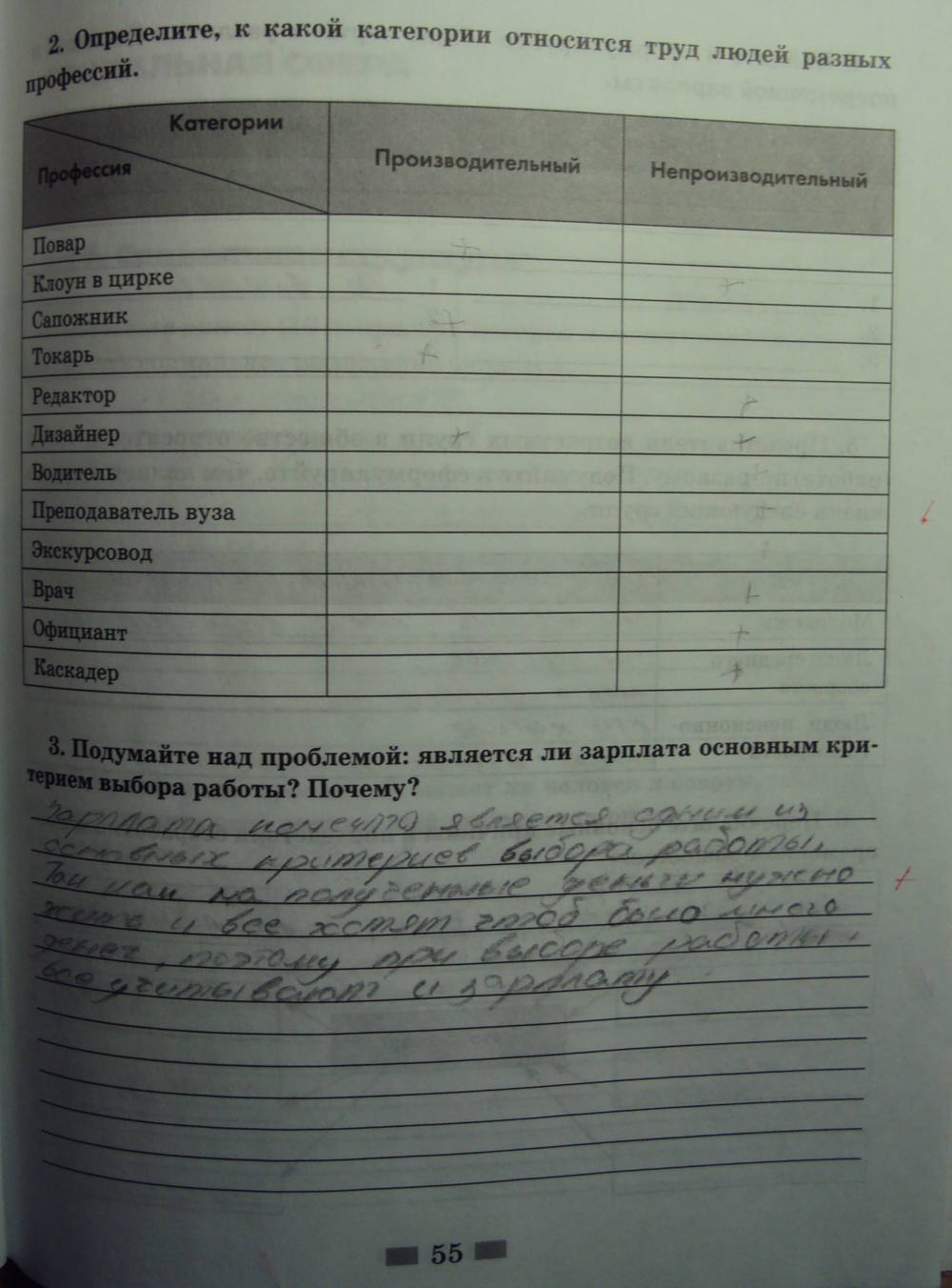 Рабочая тетрадь, 8 класс, Хромова И.С., 2015, задание: стр.55