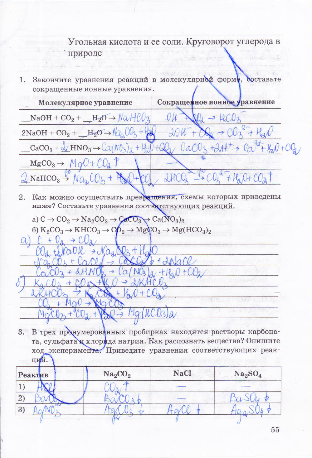 Рабочая тетрадь, 9 класс, Боровских Т.А., 2013, задача: стр. 55
