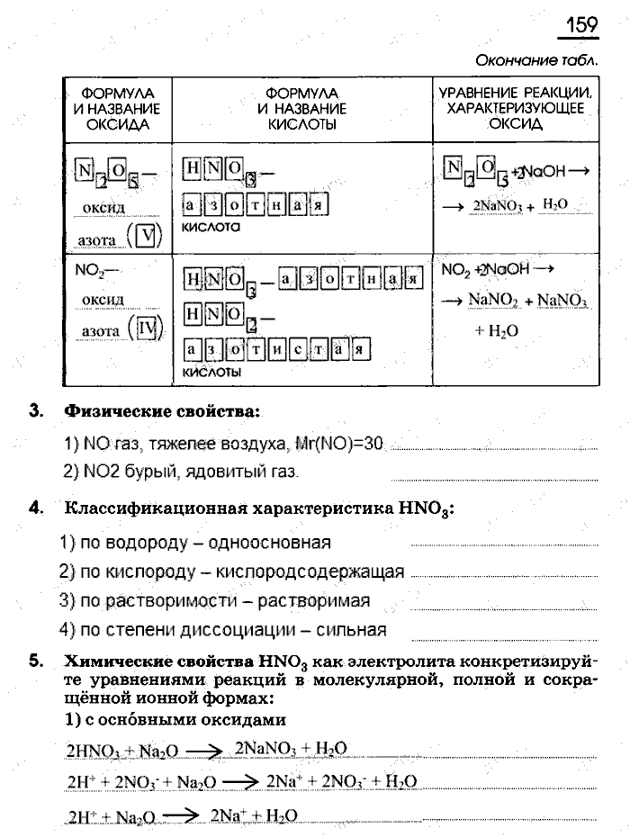 Рабочая тетрадь, 9 класс, Габриелян, Сладков, 2014, задача: 159