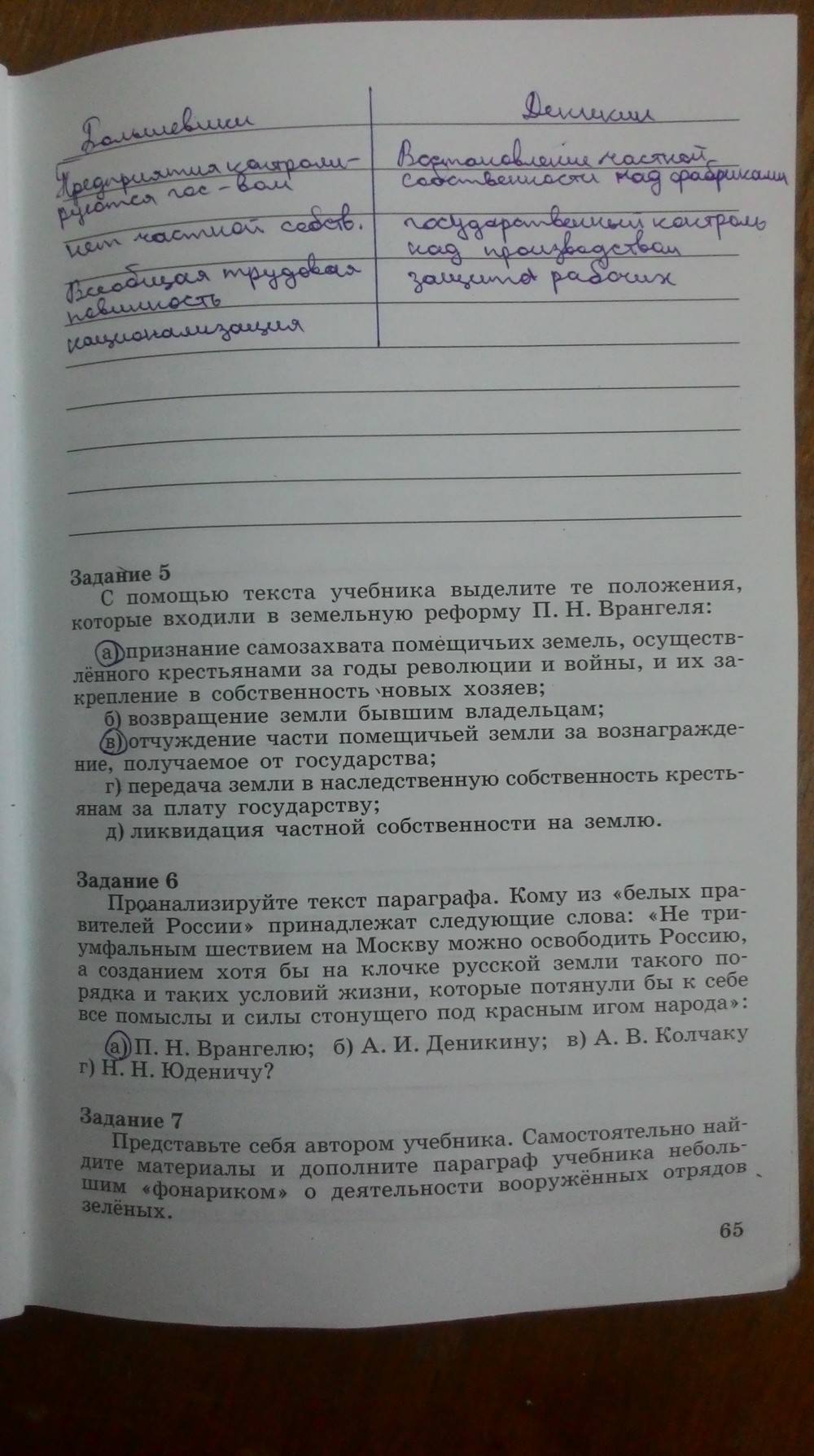 Рабочая тетрадь. Часть 1, 9 класс, Данилов, Косулина, 2015, задача: Стр. 65