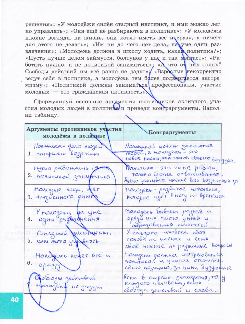 Зеленая тетрадь, 9 класс, Котова О.А. Лискова Т.Е., 2015, задание: стр. 40