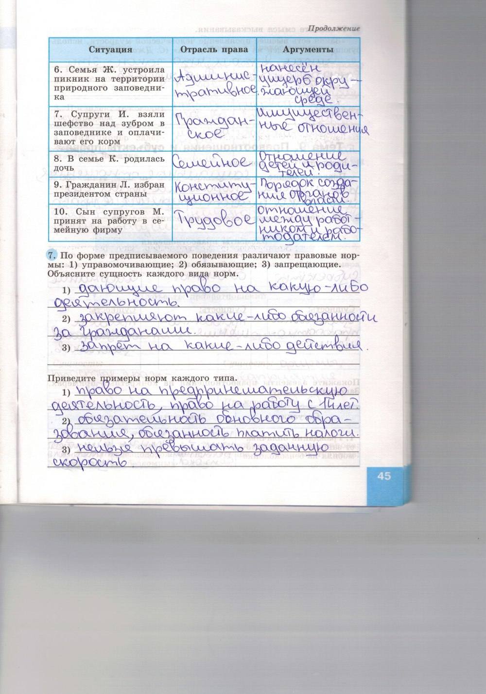 Синяя тетрадь, 9 класс, Котова О. А., Лискова Т. Е., 2015, задание: стр. 45