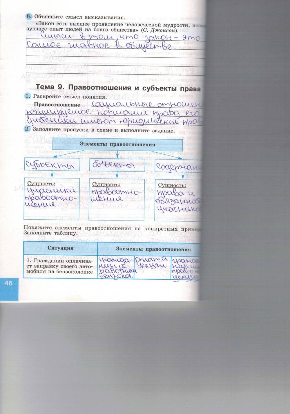 Синяя тетрадь, 9 класс, Котова О. А., Лискова Т. Е., 2015, задание: стр. 46