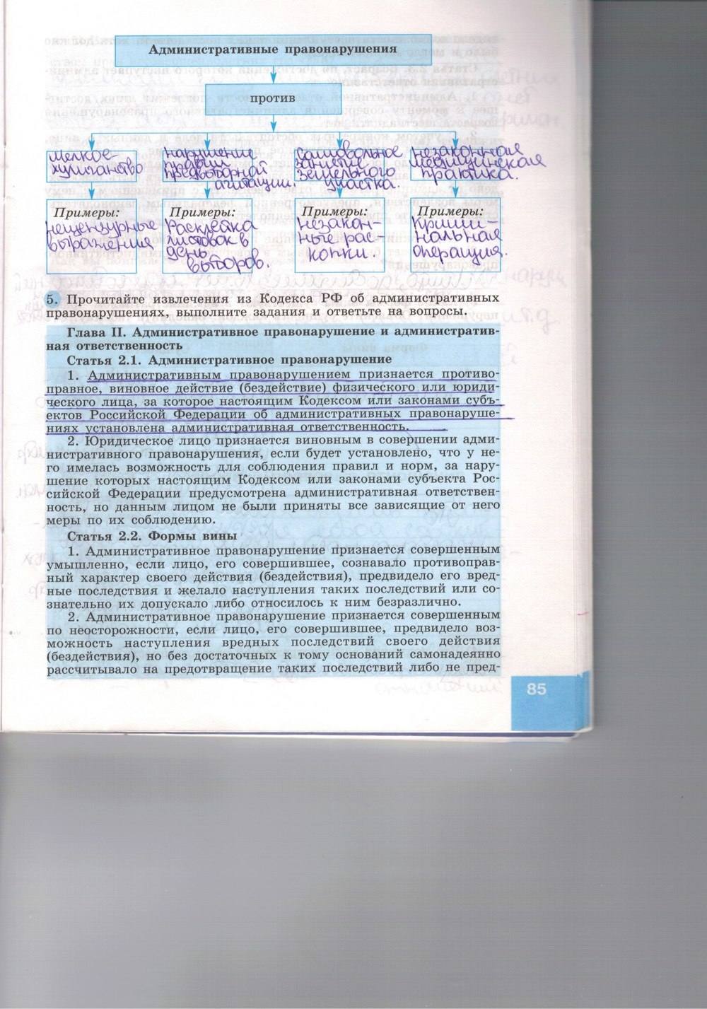 Синяя тетрадь, 9 класс, Котова О. А., Лискова Т. Е., 2015, задание: стр. 85