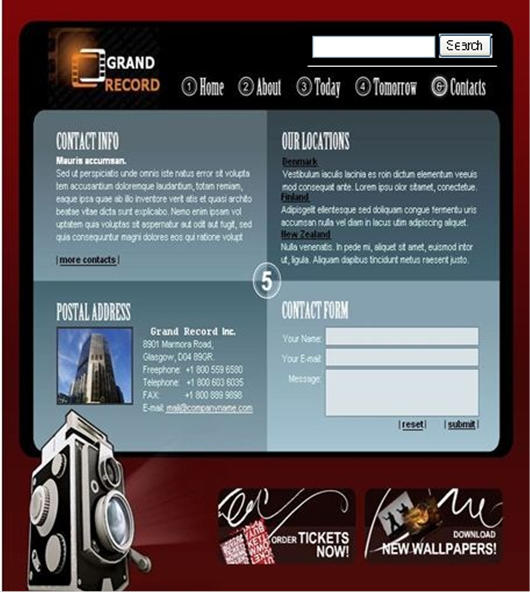 Designing a website for a new company &quot;Grand Record&quot; cinema