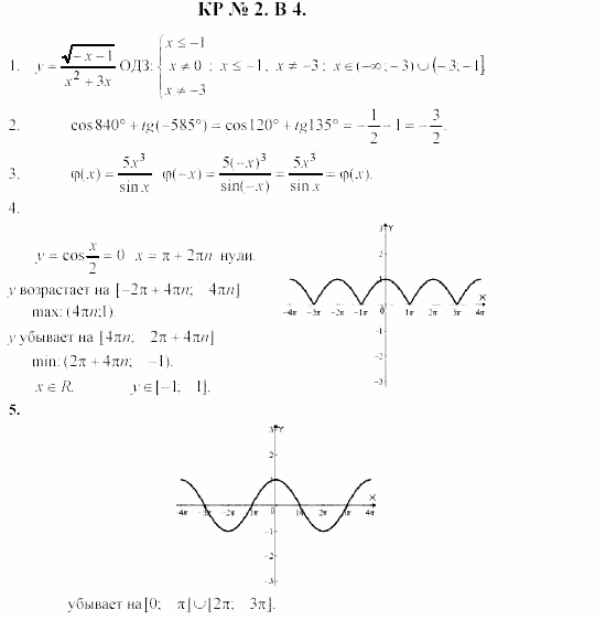 Дидактические материалы. Начала анализа, 10 класс, Ивлев, Саакян, 1999, Контрольная работа №2 Задание: v4