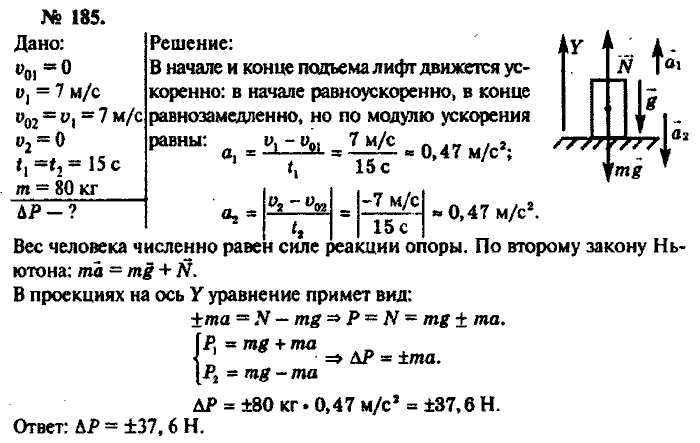 Физика, 10 класс, Рымкевич, 2001-2012, задача: 185