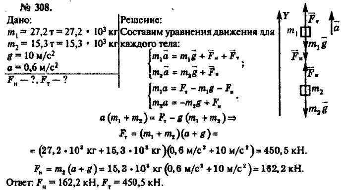 Физика, 10 класс, Рымкевич, 2001-2012, задача: 308