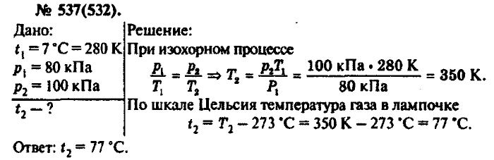 Физика, 10 класс, Рымкевич, 2001-2012, задача: 537(532)