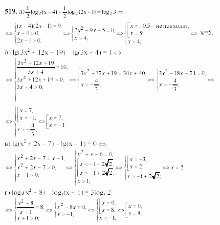 Начала анализа, 10 класс, А.Н. Колмогоров, 2001-2010, Глава IV. Показательная и логарифмическая функции Задача: 519