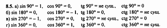 Задачник, 10 класс, А.Г. Мордкович, 2011 - 2015, § 8 Тригонометрические функции углового аргумента Задание: 8.5