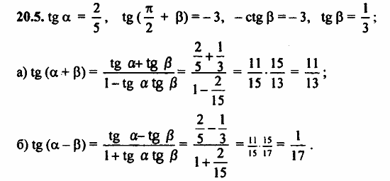 Задачник, 10 класс, А.Г. Мордкович, 2011 - 2015, § 20 Тангенс суммы и разности аргументов Задание: 20.5