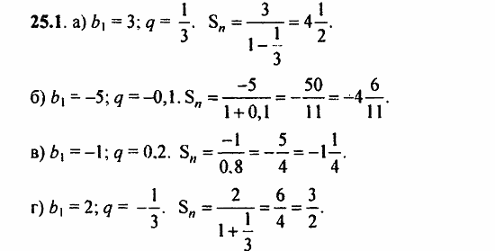 Задачник, 10 класс, А.Г. Мордкович, 2011 - 2015, § 25 Сумма бесконечной геометрической прогрессии Задание: 25.1