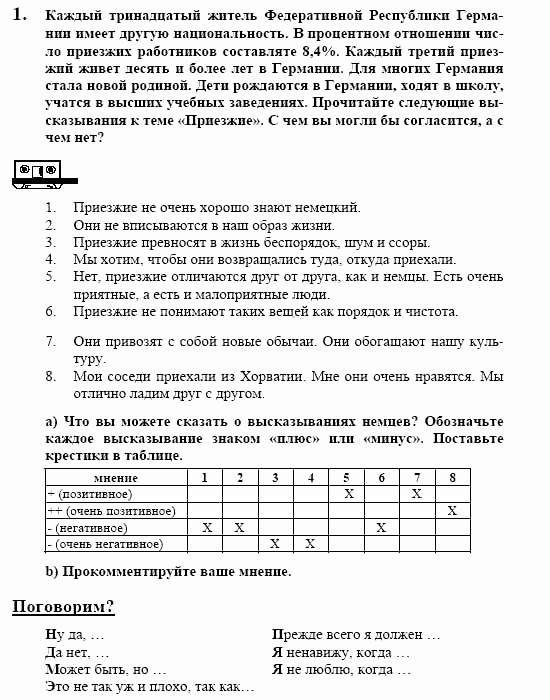 Немецкий язык, 10 класс, Воронина, Карелина, 2002, BUNDESLÄNDER, WAS NEUES?, Ausländer Задание: 1