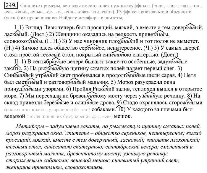 Русский язык, 10 класс, Греков, Крючков, Чешко, 2002-2011, задание: 249