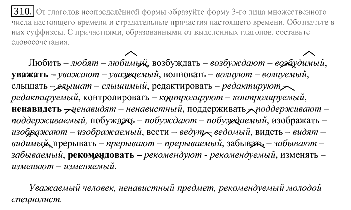Русский язык, 10 класс, Греков, Крючков, Чешко, 2002-2011, задание: 310