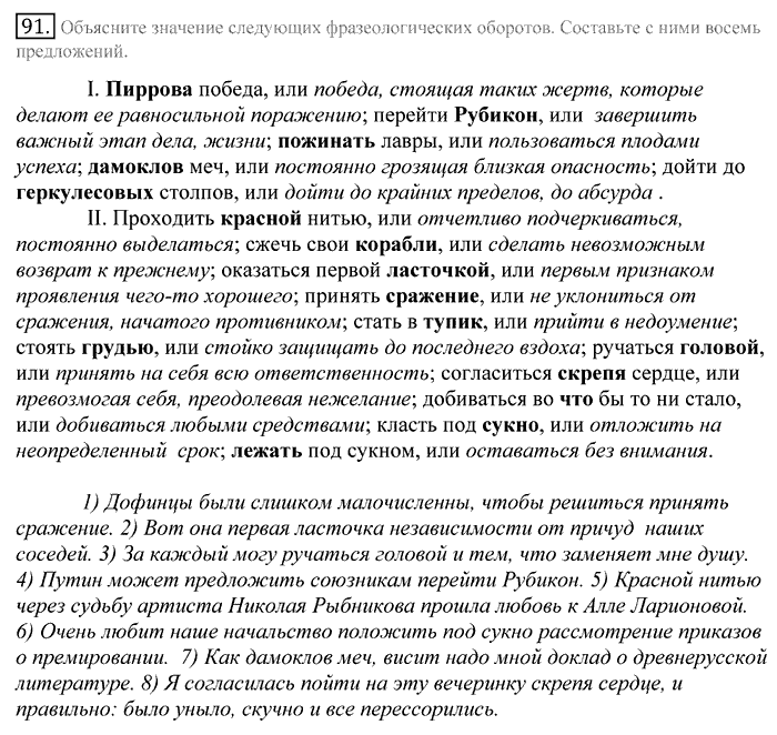 Русский язык, 10 класс, Греков, Крючков, Чешко, 2002-2011, задание: 91