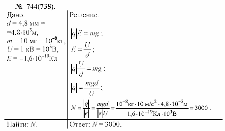 Задачник, 11 класс, А.П.Рымкевич, 2003, задание: 744