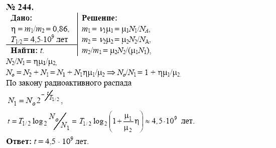 Оптика. Тепловые явления. Строение и свойства вещества, 11 класс, Громов, Родина, 2001-2012, задачи и упражнения Задача: 244