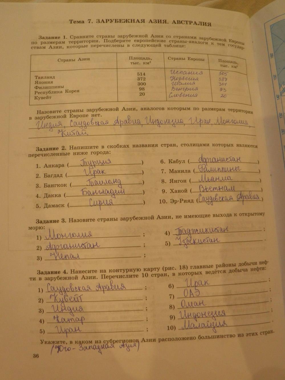 География, 11 класс, Максаковский В.П, 2014 - 2015, задание: стр. 36