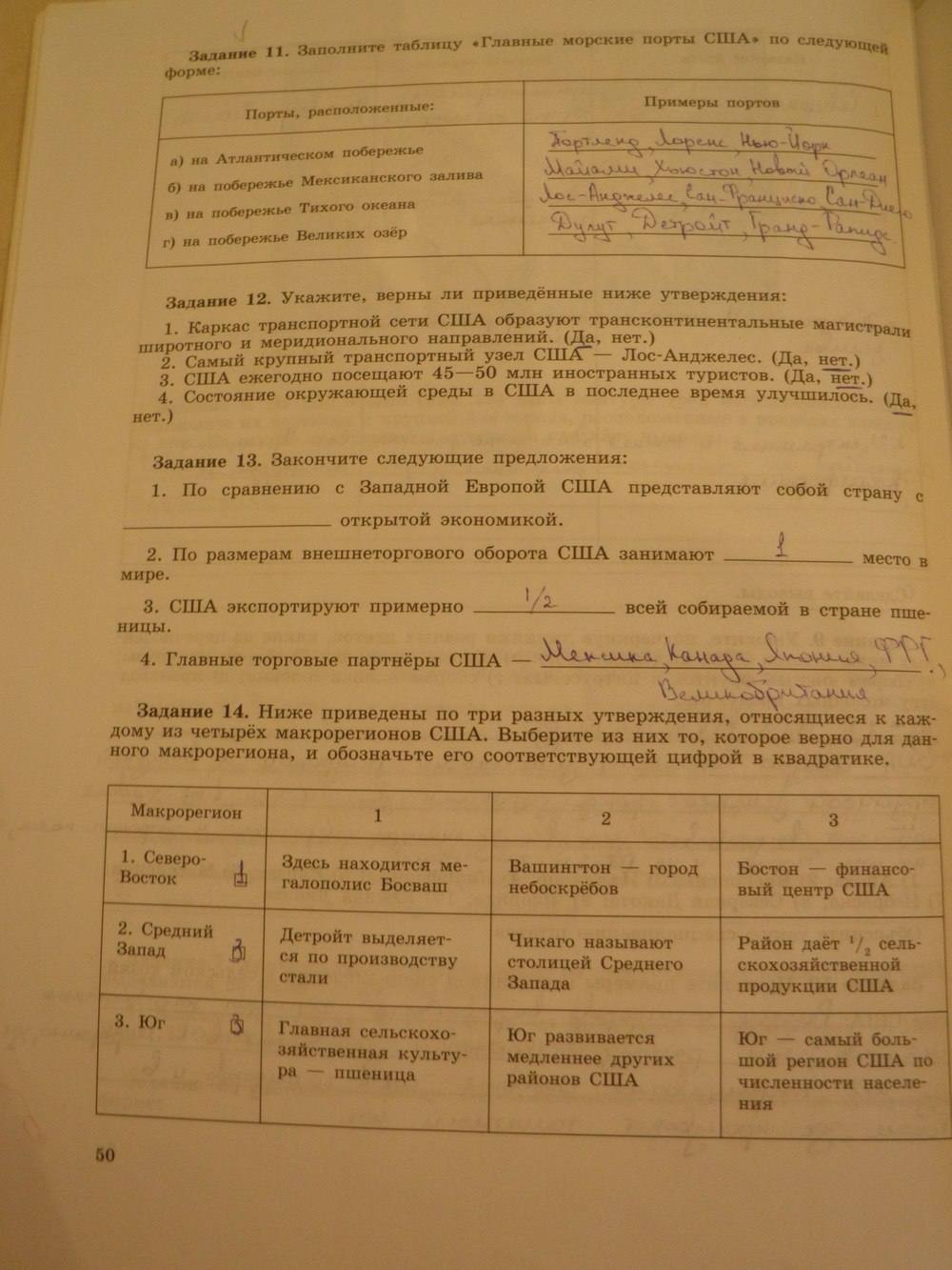 География, 11 класс, Максаковский В.П, 2014 - 2015, задание: стр. 50