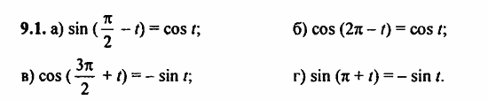 ГДЗ Алгебра и начала анализа. Задачник, 11 класс, А.Г. Мордкович, 2011, § 9 Формулы приведения Задание: 9.1