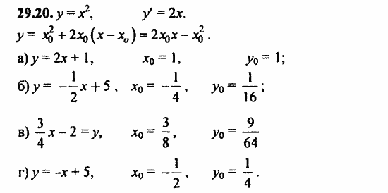 ГДЗ Алгебра и начала анализа. Задачник, 11 класс, А.Г. Мордкович, 2011, § 29 Уравнение касательной к графику функции Задание: 29.20