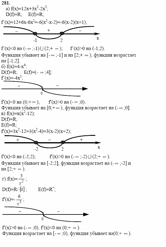 Начала анализа, 11 класс, А.Н. Колмогоров, 2002, Глава II. Производная и ее применения Задание: 281