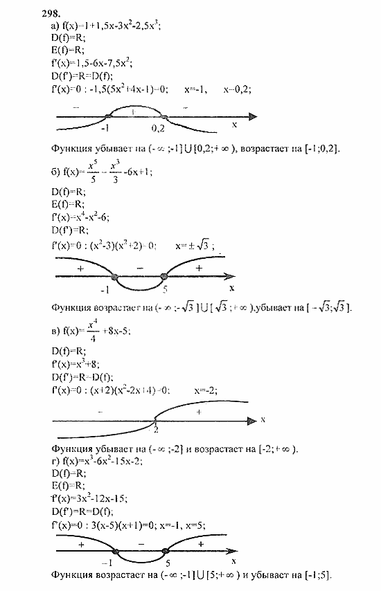 Начала анализа, 11 класс, А.Н. Колмогоров, 2010, Глава II. Производная и ее применения Задание: 298