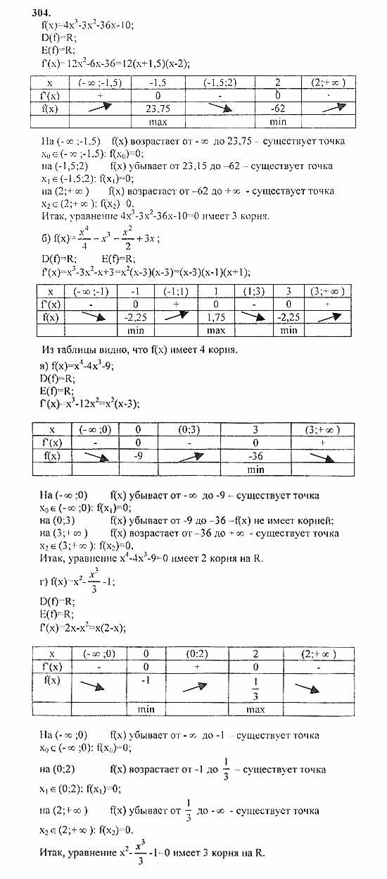 Начала анализа, 11 класс, А.Н. Колмогоров, 2010, Глава II. Производная и ее применения Задание: 304