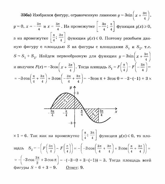 Начала анализа, 11 класс, А.Н. Колмогоров, 2010, Глава III. Первообразная и интеграл Задание: 356а