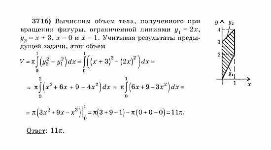 Начала анализа, 11 класс, А.Н. Колмогоров, 2010, Глава III. Первообразная и интеграл Задание: 371б