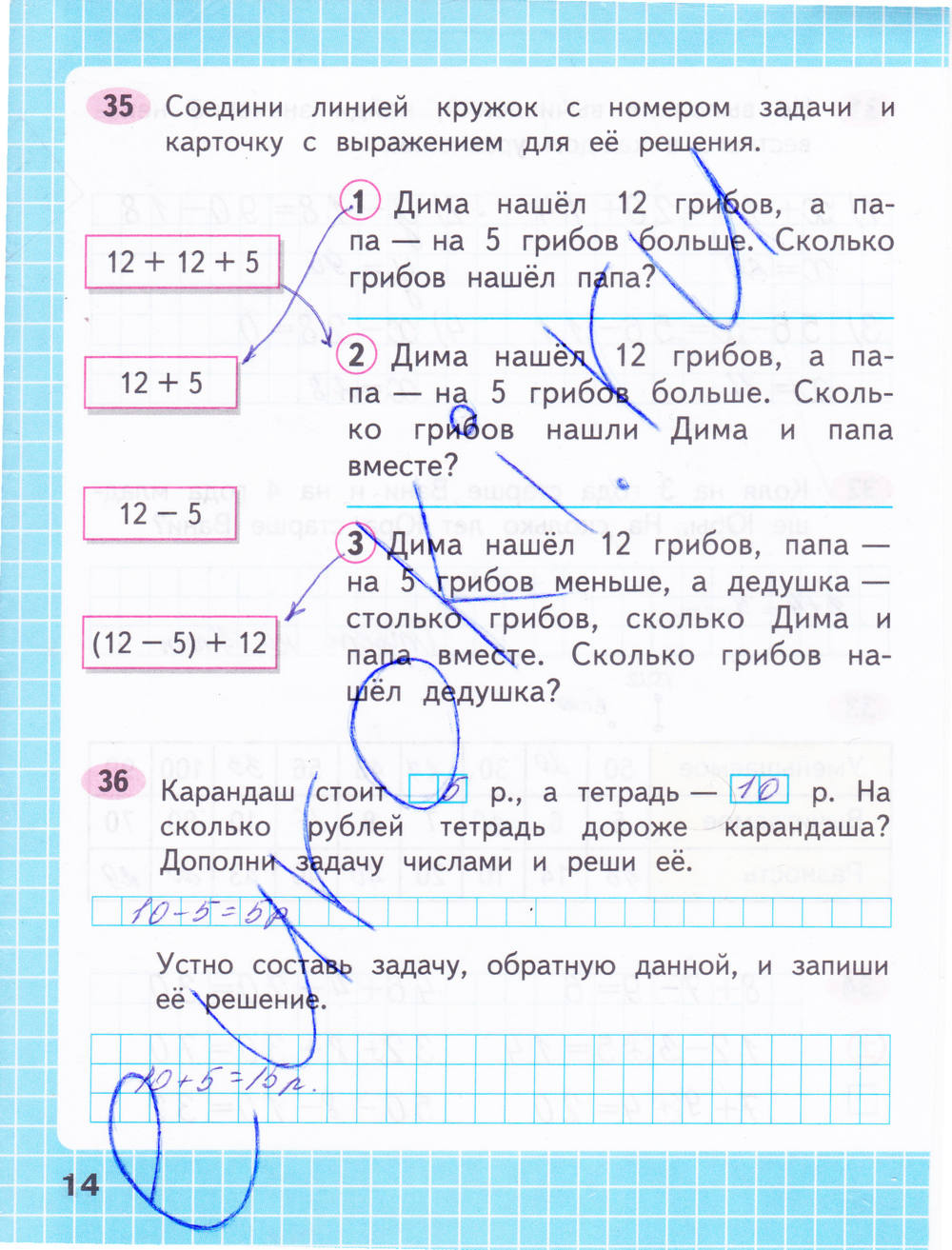 Рабочая тетрадь. Часть 2, 2 класс, М. И. Моро, С. И. Волкова, 2015, задание: стр. 14