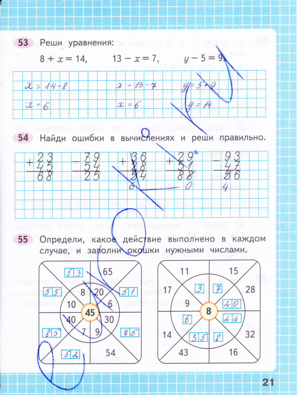 Рабочая тетрадь. Часть 2, 2 класс, М. И. Моро, С. И. Волкова, 2015, задание: стр. 21