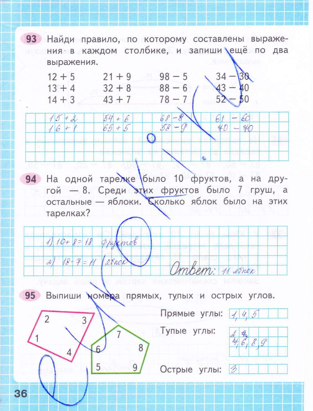 Рабочая тетрадь. Часть 2, 2 класс, М. И. Моро, С. И. Волкова, 2015, задание: стр. 36
