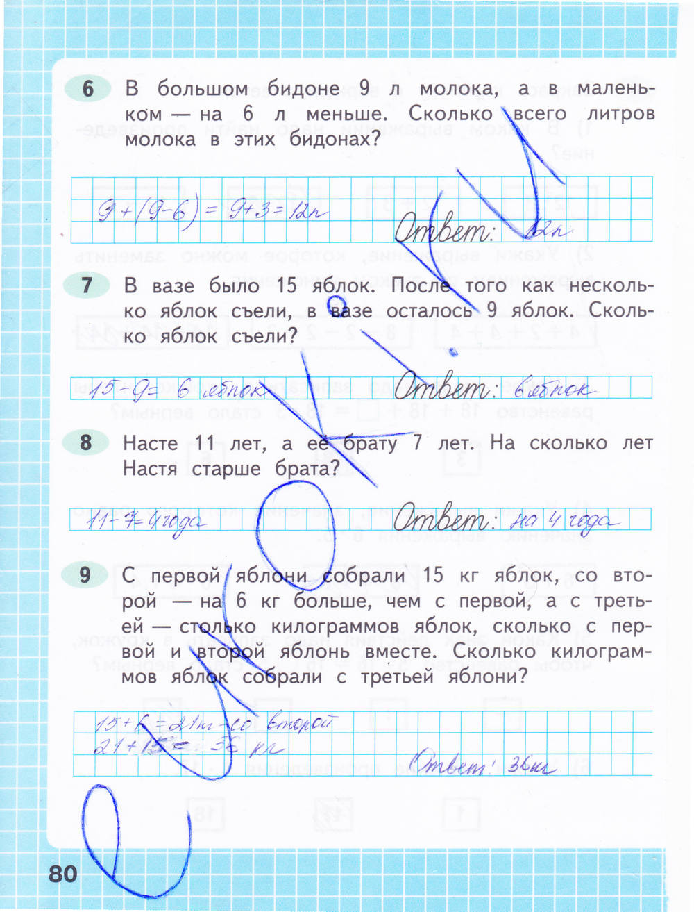 Рабочая тетрадь. Часть 2, 2 класс, М. И. Моро, С. И. Волкова, 2015, задание: стр. 80