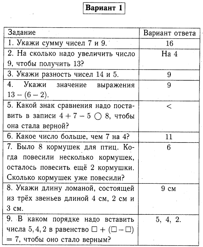 1, 2 Часть учебник и Проверочные работы, 2 класс, Моро, Бантова, Бельтюкова, 2015, Страница 24-25. Проверочная работа №1 Задача: Вариант №1