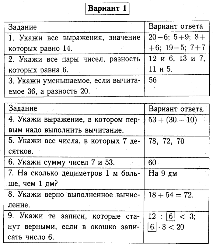 1, 2 Часть учебник и Проверочные работы, 2 класс, Моро, Бантова, Бельтюкова, 2015, Страница 68-69. Проверочная работа №1 Задача: Вариант №1