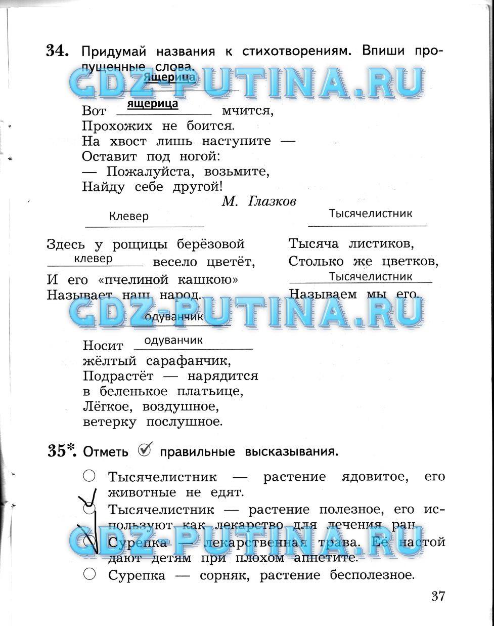 Рабочая тетрадь, 2 класс, Виноградова Н.Ф., 2013, Часть 2 Задание: 37