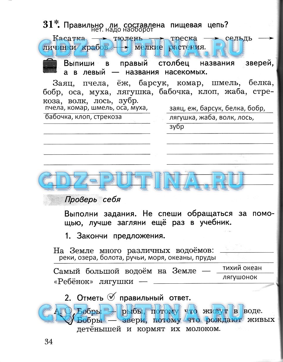 Рабочая тетрадь, 2 класс, Виноградова, 2015, Часть 2 Задание: 34