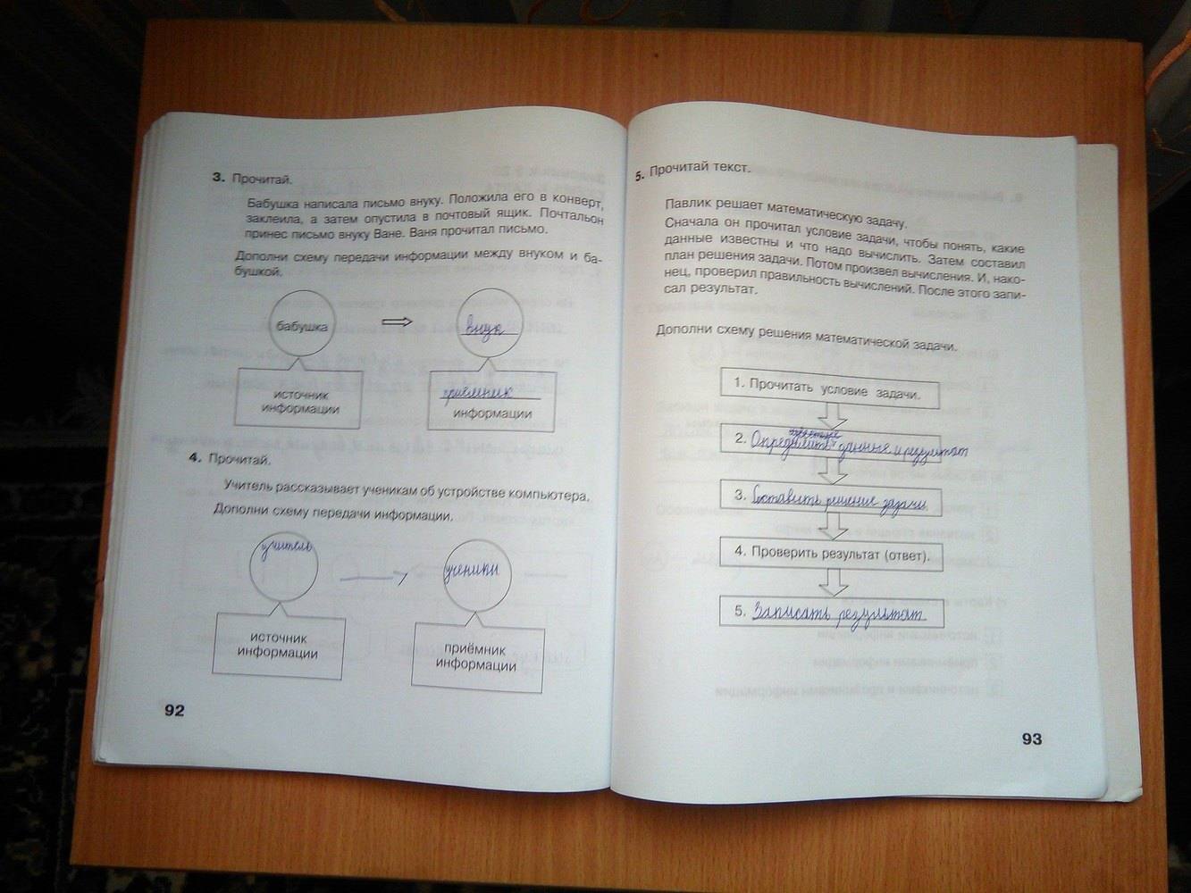 Рабочая тетрадь. Часть 2, 3 класс, Матвеева Н.В., Челак Е.Н., 2011, задание: стр. 92-93