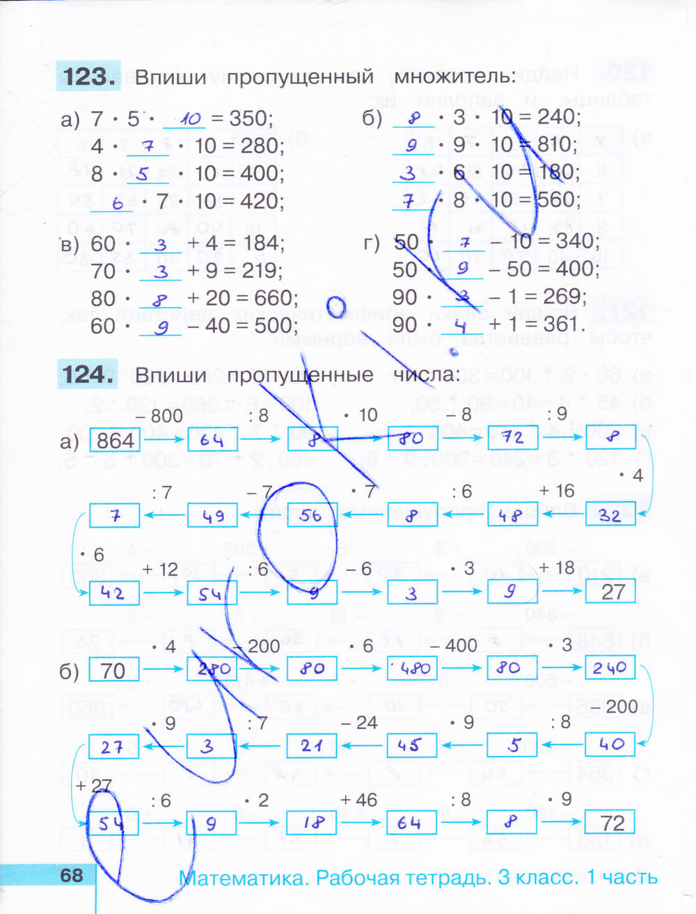 Рабочая тетрадь. Часть 1, 3 класс, Истомина Н.Б., Редько З.Б., 2016, задание: стр. 68