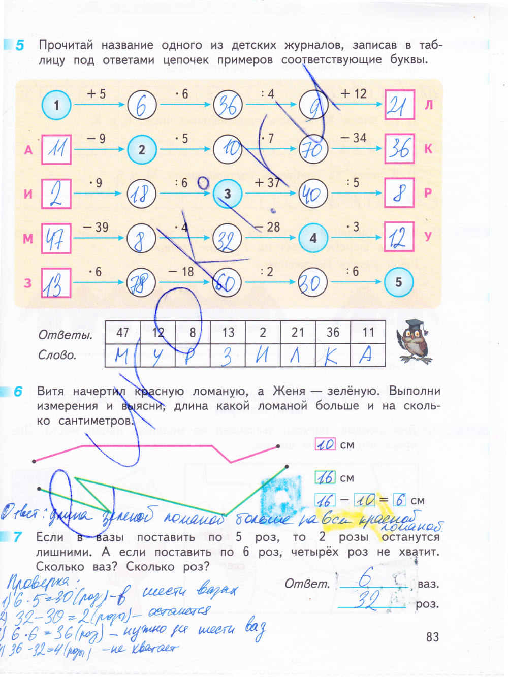 Рабочая тетрадь. Часть 1, 3 класс, Дорофеев Г. В., Миракова Т. Н., Бука Т. Б., 2016, задание: стр. 83